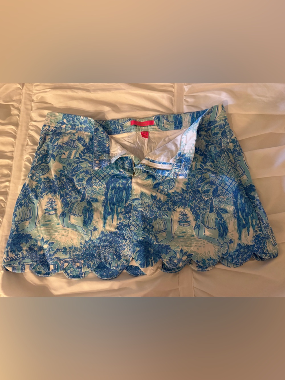 Lilly Pulitzer Aqua and Blue Floral Shorts with Pink Label